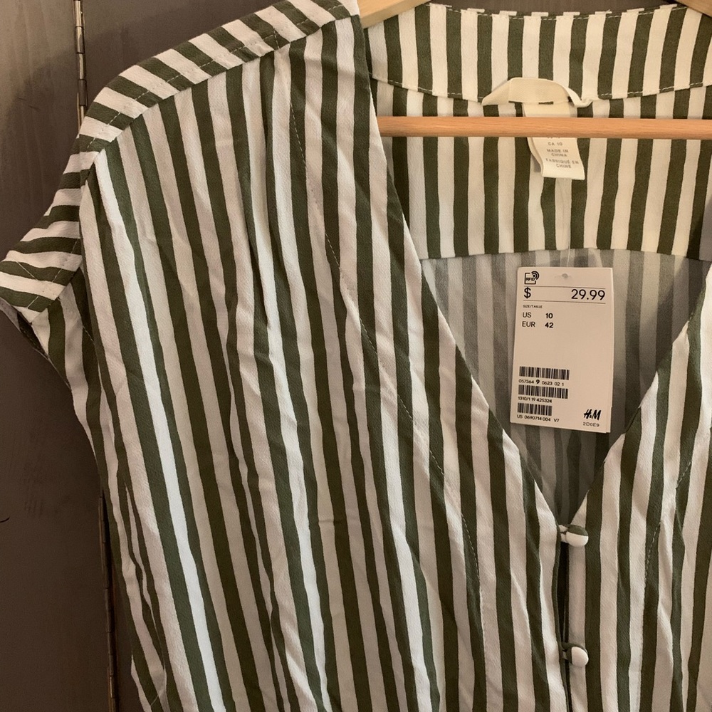 h&m shirtdress sz 10 new green/white - Picture 3 of 3